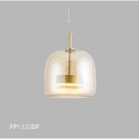 PENDENTE VETRI LED 12W 3000K Ø38X150CM METAL DOURADO FOSCO/VIDRO ÂMBAR | FLAVO FP1330DF PENDENTE VETRI LED 12W 3000K Ø38X150CM METAL DOURADO FOSCO/VIDRO ÂMBAR | FLAVO FP1330DF