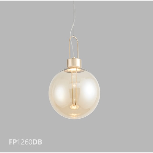 PENDENTE VETRI LED 5W 3000K Ø30X150CM METAL DOURADO/VIDRO ÂMBAR | FLAVO FP1260DB