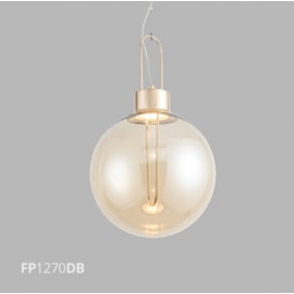 PENDENTE VETRI LED 5W 3000K Ø40X150CM METAL DOURADO/VIDRO ÂMBAR | FLAVO FP1270DB