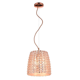 PENDENTE VIENNA 3XG9 BIVOLT 25X26CM METAL, CRISTAL E VIDRO COBRE E TRANSPARENTE | BELLA ILUMINAÇÃO HO172PC