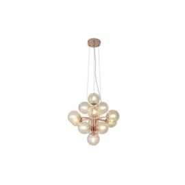 PENDENTE VINHA Ø45X45CM METAL E VIDRO COBRE E TRANSPARENTE | BELLA ILUMINAÇÃO QT001E