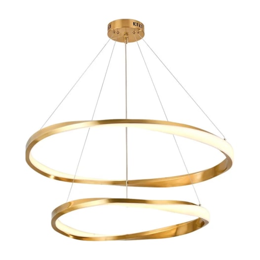 PENDENTE WAVE ARO DUPLO DOURADO ESCOVADO 600+800 LED 70W 3000K 4200LM BIVOLT | USINA IMPORTS UI20205/6080DR PENDENTE WAVE ARO DUPLO DOURADO ESCOVADO 600+800 LED 70W 3000K 4200LM BIVOLT | USINA IMPORTS UI20205/6080DR