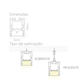 PERFIL DE ALUMÍNIO SOBREPOR PENDENTE MASTER ECO 2,5M | ROMALUX 80143A PERFIL DE ALUMÍNIO SOBREPOR PENDENTE MASTER ECO 2,5M | ROMALUX 80143A
