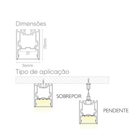 PERFIL DE ALUMÍNIO SOBREPOR PENDENTE MASTER ECO 2,5M | ROMALUX 80143A