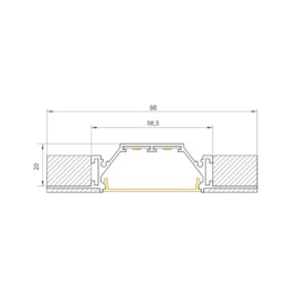 PERFIL DE EMBUTIR LED FITA DUPLA SOB MEDIDA LINEAR 2x 11W/M 12V ALUMÍNIO | MISTERLED SLED9042 K40N 2