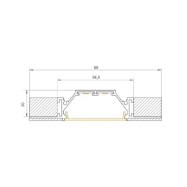 PERFIL DE EMBUTIR LED FITA DUPLA SOB MEDIDA LINEAR 2x 14,4W/M 12V ALUMÍNIO | MISTERLED SLED9042 K40N