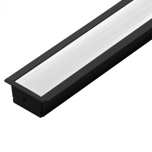 PERFIL DE EMBUTIR LINEAR 3 METROS 300X4,3X2CM ALUMÍNIO E POLICARBONATO PRETO | NORDECOR 4203