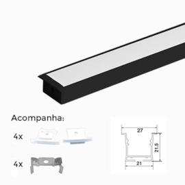 PERFIL DE EMBUTIR LINEAR 3 METROS PARA MDF 300X2,73X1,53CM PRETO | NORDECOR 4201