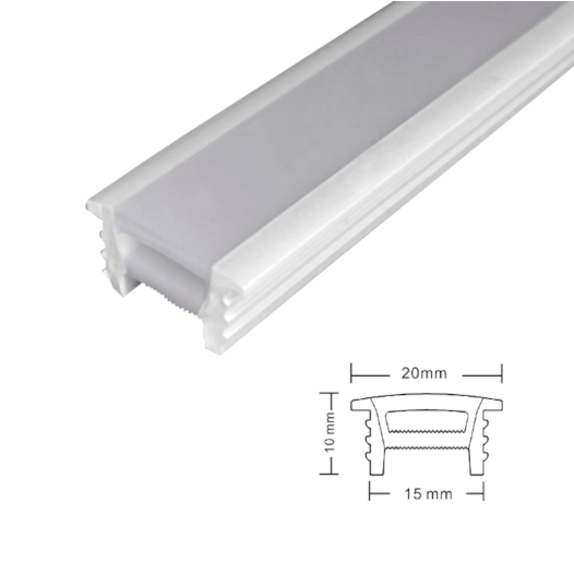 PERFIL DE EMBUTIR LINEAR FLEXÍVEL 2X1CM SILICONE BRANCO POR METRO | NORDECOR 4260