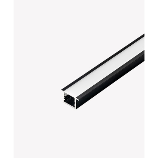 PERFIL DE EMBUTIR SLIM LINEAR 2 METROS 200X2,1X1CM ALUMÍNIO PRETO | OPUS LED OPS 83960