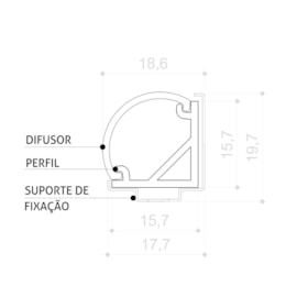 PERFIL DE LED 45º SOBREPOR CANTONEIRA 13MM | BELLUCE BLL0064