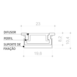 PERFIL DE LED EMBUTIR (MARCENARIA) 23X10MM | BELLUCE BLL0208 PERFIL DE LED EMBUTIR (MARCENARIA) 23X10MM | BELLUCE BLL0208