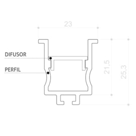 PERFIL DE LED EMBUTIR RECUADO 23MM | BELLUCE BLL0190