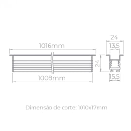 PERFIL DE LED EMBUTIR RECUADO 24MM 14W 2700K 24V 1 METRO | STELLA STH20981PTO/27 PERFIL DE LED EMBUTIR RECUADO 24MM 14W 2700K 24V 1 METRO | STELLA STH20981PTO/27