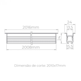 PERFIL DE LED EMBUTIR RECUADO 24MM 28W 2700K 24V 2 METROS | STELLA STH20982PTO/27 PERFIL DE LED EMBUTIR RECUADO 24MM 28W 2700K 24V 2 METROS | STELLA STH20982PTO/27