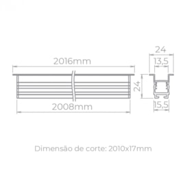 PERFIL DE LED EMBUTIR RECUADO 24MM 37W 2700K 24V 2 METROS LENTE PRETA | STELLA STH20984PTO/27