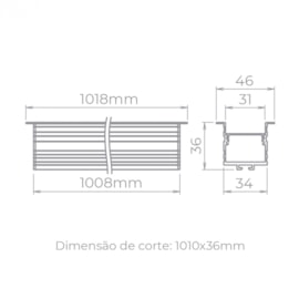 PERFIL DE LED EMBUTIR RECUADO 46MM 28W 2700K 24V 1 METRO | STELLA STH20991PTO/27 PERFIL DE LED EMBUTIR RECUADO 46MM 28W 2700K 24V 1 METRO | STELLA STH20991PTO/27
