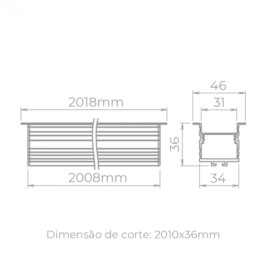 PERFIL DE LED EMBUTIR RECUADO 46MM 74W 2700K 24V 2 METROS LENTE PRETA | STELLA STH20994PTO/27