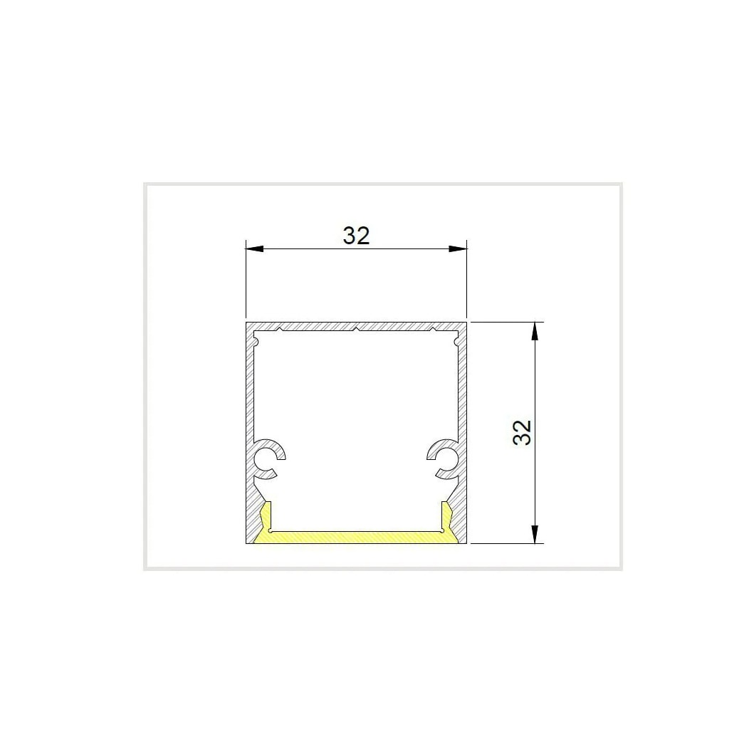 PERFIL DE LED SOBREPOR POLO ILUMINAÇÃO DIRETA 300CM 32X3000X32MM ...