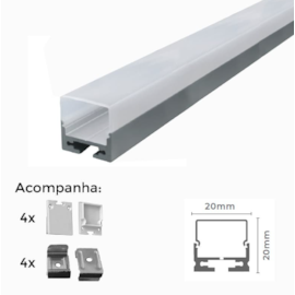 PERFIL DE SOBREPOR LINEAR 300X2X2CM ALUMÍNIO E POLICARBONATO BRANCO | NORDECOR 4220