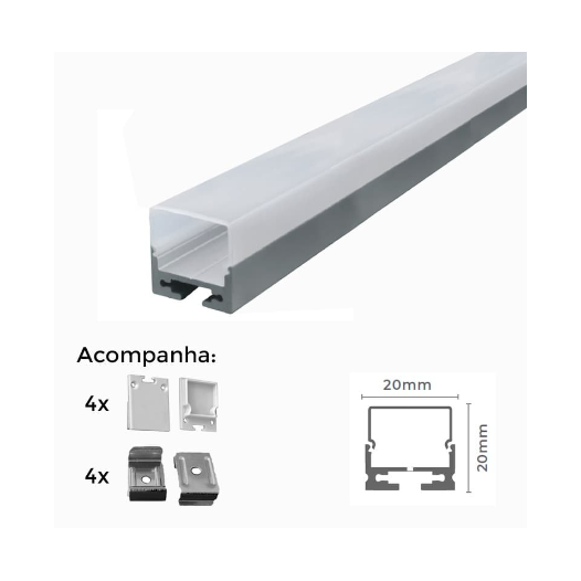 PERFIL DE SOBREPOR LINEAR 300X2X2CM ALUMÍNIO E POLICARBONATO BRANCO | NORDECOR 4220