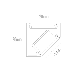 PERFIL DE SOBREPOR SIMPLE WAY W15 LINEAR CANTONEIRA ALUMÍNIO E ACRÍLICO 50CM | INTERLIGHT W15C.9370 PERFIL DE SOBREPOR SIMPLE WAY W15 LINEAR CANTONEIRA ALUMÍNIO E ACRÍLICO 50CM | INTERLIGHT W15C.9370