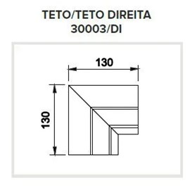 PERFIL EMBUTIR PARA FITA LED TECNO NO FRAME JUNÇÃO TETO/TETO DIREITA 130X130MM | USINA 30003/DI