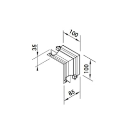 PERFIL LINEAR DE EMBUTIR LINE UP JUNCAO ANGULO ABERTO 100X85X100MM | NEWLINE PELS002