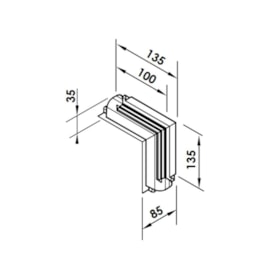PERFIL LINEAR DE EMBUTIR LINE UP JUNCAO ANGULO FECHADO 135X85X135MM | NEWLINE PELS001
