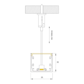 PERFIL PENDENTE LED SOB MEDIDA LINEAR 23W/M 12V ALUMÍNIO | MISTERLED SLED9168 K36