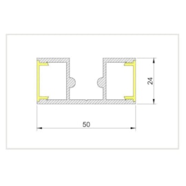 PERFIL SOBREPOR PARA DUPLA FITA LED DOUBLE 125CM 50X1250X24MM | USINA 30650/125