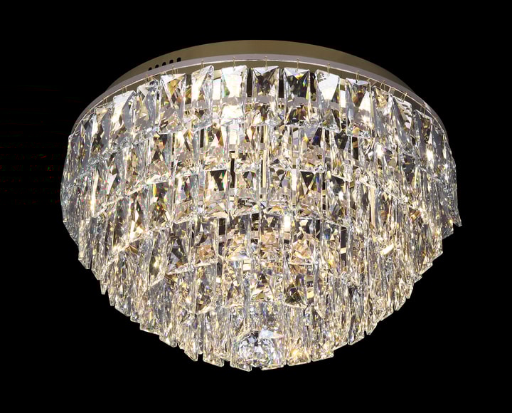 PLAFON 60×34CM 55W 3000K BIVOLT INOX+CRISTAL BRONZE | SINDORA