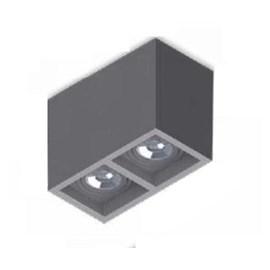 PLAFON BOXIT DUPLO MR16/DICROICA CINZA 180X96X130MM | SAVEENERGY SE-385.2554