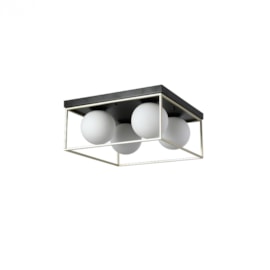 PLAFON DE SOBREPOR CUBO GLOBO QUADRADO CHAMPANHE E PRETO | NORDECOR 2254