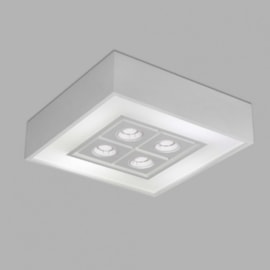 PLAFON DE SOBREPOR FOCUS QUADRADO 4 DICROICA MR16 45X45CM ALUMÍNIO E ACRÍLICO | USINA 4550/46 PLAFON DE SOBREPOR FOCUS QUADRADO 4 DICROICA MR16 45X45CM ALUMÍNIO E ACRÍLICO | USINA 4550/46