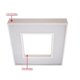 PLAFON DE SOBREPOR LED BELIZE QUADRADO DIREITA E INDIRETA 3000K 24,4W BIVOLT 36X36CM ALUMÍNIO E ACRÍLICO | USINA 19010/3