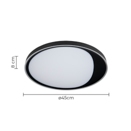 PLAFON DE SOBREPOR LED BENN REDONDO 3000K 29W BIVOLT Ø45X8CM POLICARBONATO PRETO | NORDECOR 2344