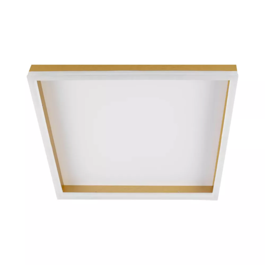 PLAFON DE SOBREPOR LED CADRE QUADRADO 3000K 28W BIVOLT 40X40CM ALUMÍNIO DOURADO | SL ILUMINAÇÃO 2089-391