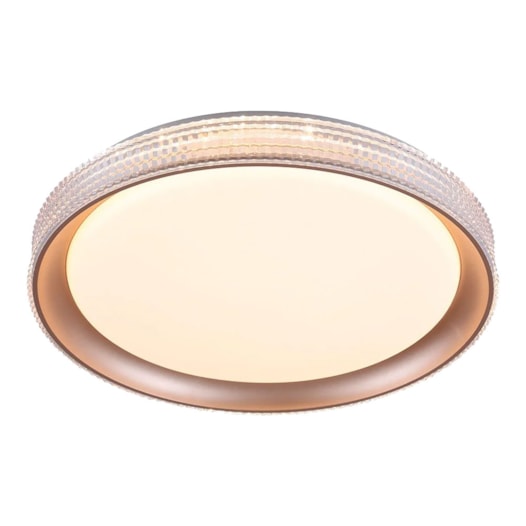 PLAFON DE SOBREPOR LED ELEGANCE REDONDO 3000K 36W BIVOLT Ø50X8CM METAL E ACRÍLICO DOURADO | USINA IMPORTS UI20305/50DR