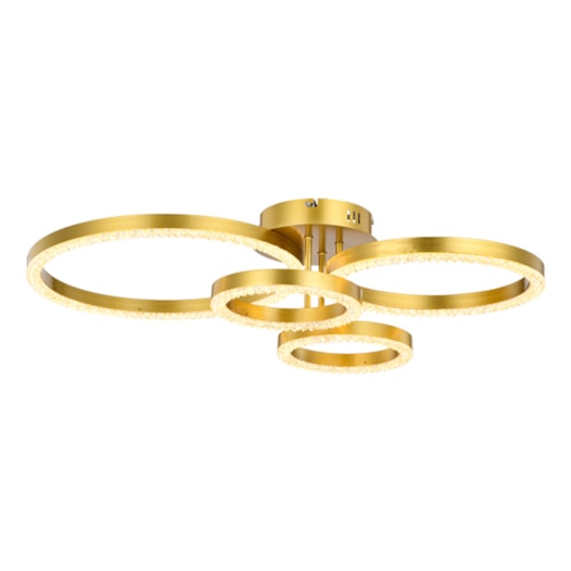 PLAFON DE SOBREPOR LED HOLLY REDONDO QUÁDRUPLO 3000K 76W BIVOLT Ø50CM METAL E ACRÍLICO DOURADO | SKYLIGHT SKY-4004DO