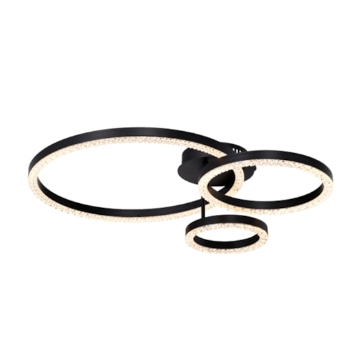 PLAFON DE SOBREPOR LED HOLLY REDONDO TRIPLO 3000K 64W BIVOLT Ø50CM METAL E ACRÍLICO PRETO | SKYLIGHT SKY-4003PT PLAFON DE SOBREPOR LED HOLLY REDONDO TRIPLO 3000K 64W BIVOLT Ø50CM METAL E ACRÍLICO PRETO | SKYLIGHT SKY-4003PT