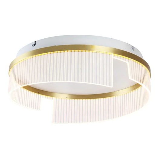 PLAFON DE SOBREPOR LED LUMINA REDONDO 3000K 24W BIVOLT Ø40X13CM METAL E ACRÍLICO DOURADO ESCOVADO | USINA IMPORTS UI20255/40DR