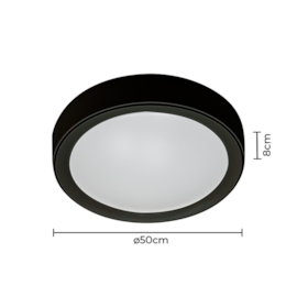 PLAFON DE SOBREPOR LED MENY REDONDO 3000K 35W BIVOLT Ø50X8CM POLICARBONATO PRETO | NORDECOR 2347