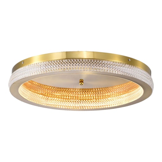 PLAFON DE SOBREPOR LED MIRAGE REDONDO 3000K 32W BIVOLT Ø40X7CM ALUMÍNIO E ACRÍLICO DOURADO ESCOVADO | USINA IMPORTS UI20345/40DR