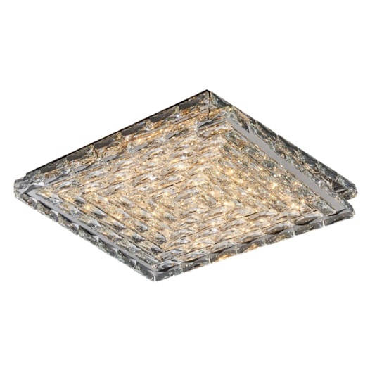 PLAFON DE SOBREPOR LED MOOI 3000K 36W BIVOLT 41X41CM METAL E CRISTAL CROMADO | +LUZ PL-187/36.40CR