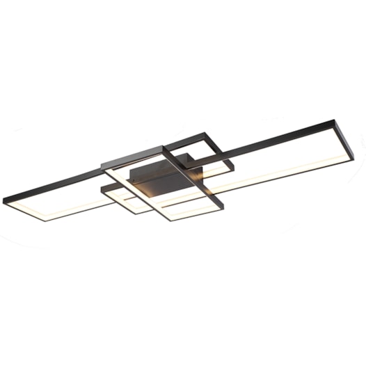 PLAFON DE SOBREPOR LED PUZZLE 3000K 90W BIVOLT 105X42X10CM METAL PRETO | SKYLIGHT SKY-3072PT