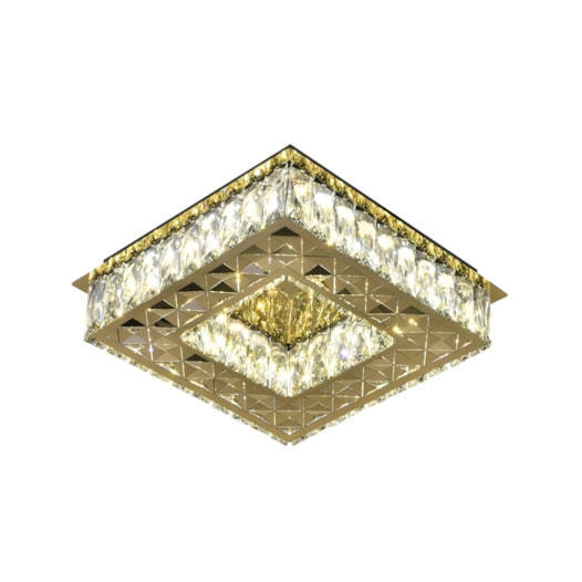 PLAFON DE SOBREPOR LED QUADRADO 28W BIVOLT CRISTAL E METAL DOURADO E TRANSPARENTE | SINDORA DCX00195 PLAFON DE SOBREPOR LED QUADRADO 28W BIVOLT CRISTAL E METAL DOURADO E TRANSPARENTE | SINDORA DCX00195