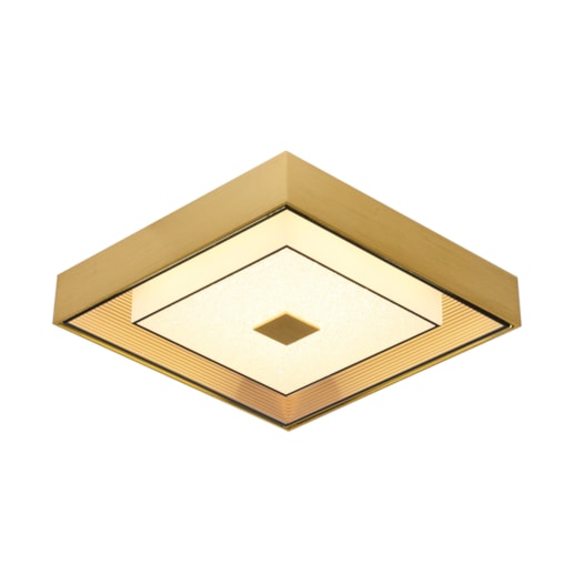 PLAFON DE SOBREPOR LED QUADRADO 3000K 16W BIVOLT Ø34X9CM CRISTAL, ALUMÍNIO E VIDRO DOURADO | SINDORA DCX015062 PLAFON DE SOBREPOR LED QUADRADO 3000K 16W BIVOLT Ø34X9CM CRISTAL, ALUMÍNIO E VIDRO DOURADO | SINDORA DCX015062