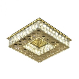 PLAFON DE SOBREPOR LED QUADRADO 3000K 18W BIVOLT CRISTAL E METAL DOURADO E TRANSPARENTE | SINDORA DCX00730 PLAFON DE SOBREPOR LED QUADRADO 3000K 18W BIVOLT CRISTAL E METAL DOURADO E TRANSPARENTE | SINDORA DCX00730