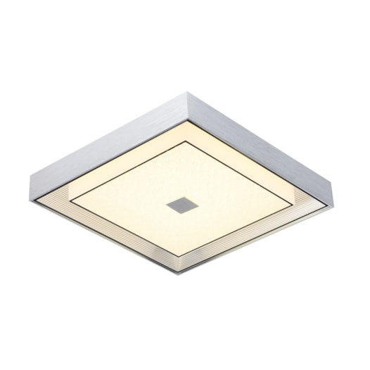 PLAFON DE SOBREPOR LED QUADRADO 3000K 24W BIVOLT Ø44X9CM CRISTAL, ALUMÍNIO E VIDRO CROMADO | SINDORA DCX015066